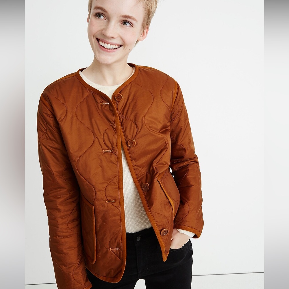 Madewell Quilted Liner Coat Golden Pecan